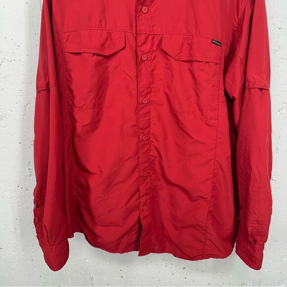 Columbia Men's Size XL Omni Shade Red Long Sleeve Lightweight Button Down Shirt - Picture 3 of 14